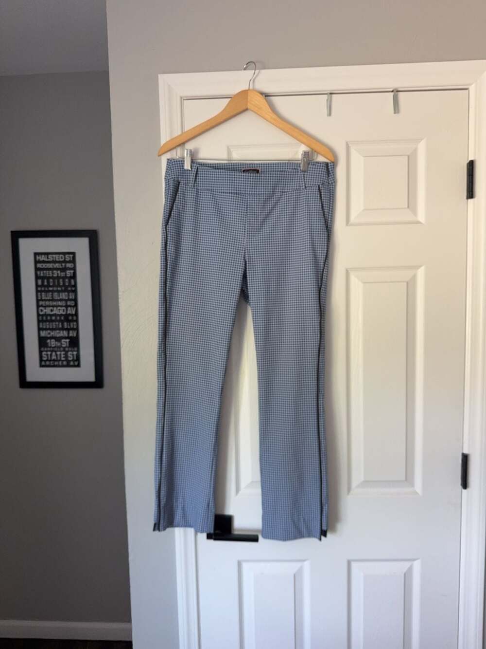 Golftini Women's Blue Gingham Check Golf Pants Size L